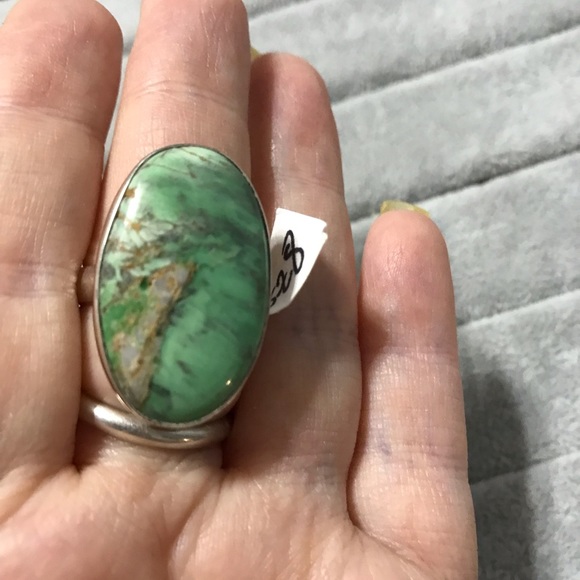 New Sterling Silver Large Oval Australian Variscite Ring Size 8 Gemstone Greens - Picture 13 of 16